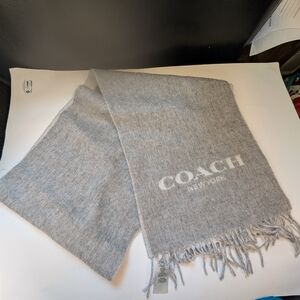 Coach Double Faced Gray Wool/Cashmere Scarf Like New